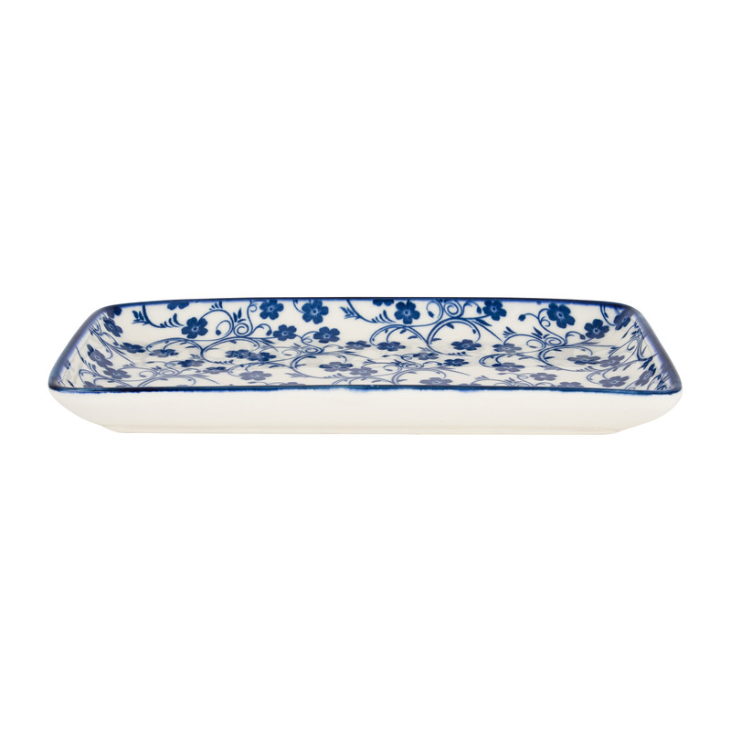 Bord blue print - flowers - 20x11 cm