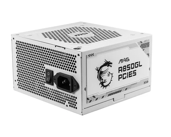 MSI MAG A850GL PCIE5 WHITE, 850 W, 100 - 240 V, 47 - 63 Hz, 8 A, 4 A, Aktiv