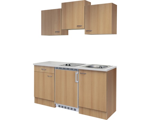 Flex Well Enkele Keuken met Apparaten Nano 150,5 cm beuken mat gedemonteerde variant omkeerbaar 00011409