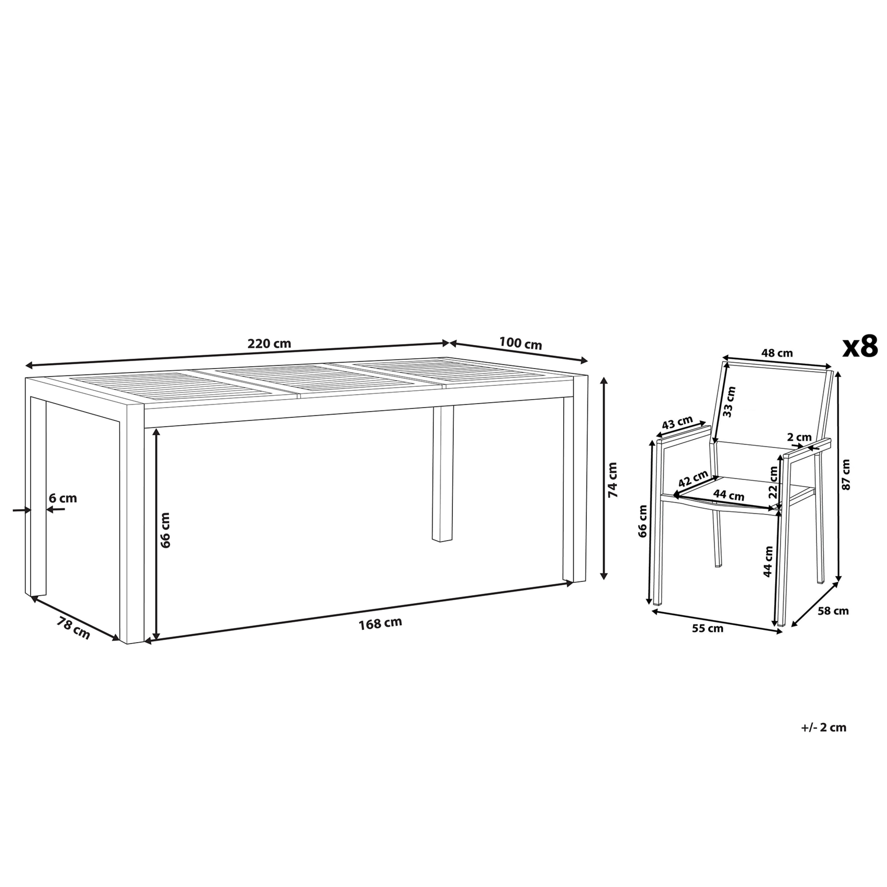 Beliani - GROSSETO  - Tuinset voor 8 - Beige - RVS
