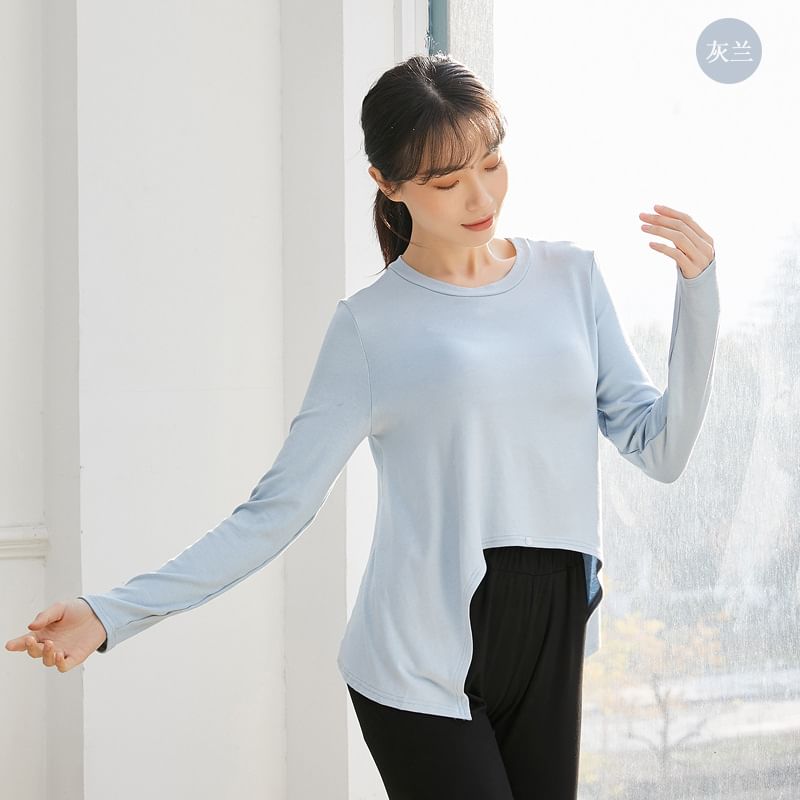 Cossita - Lange mouwen ronde hals effen asymmetrisch dans T-shirt