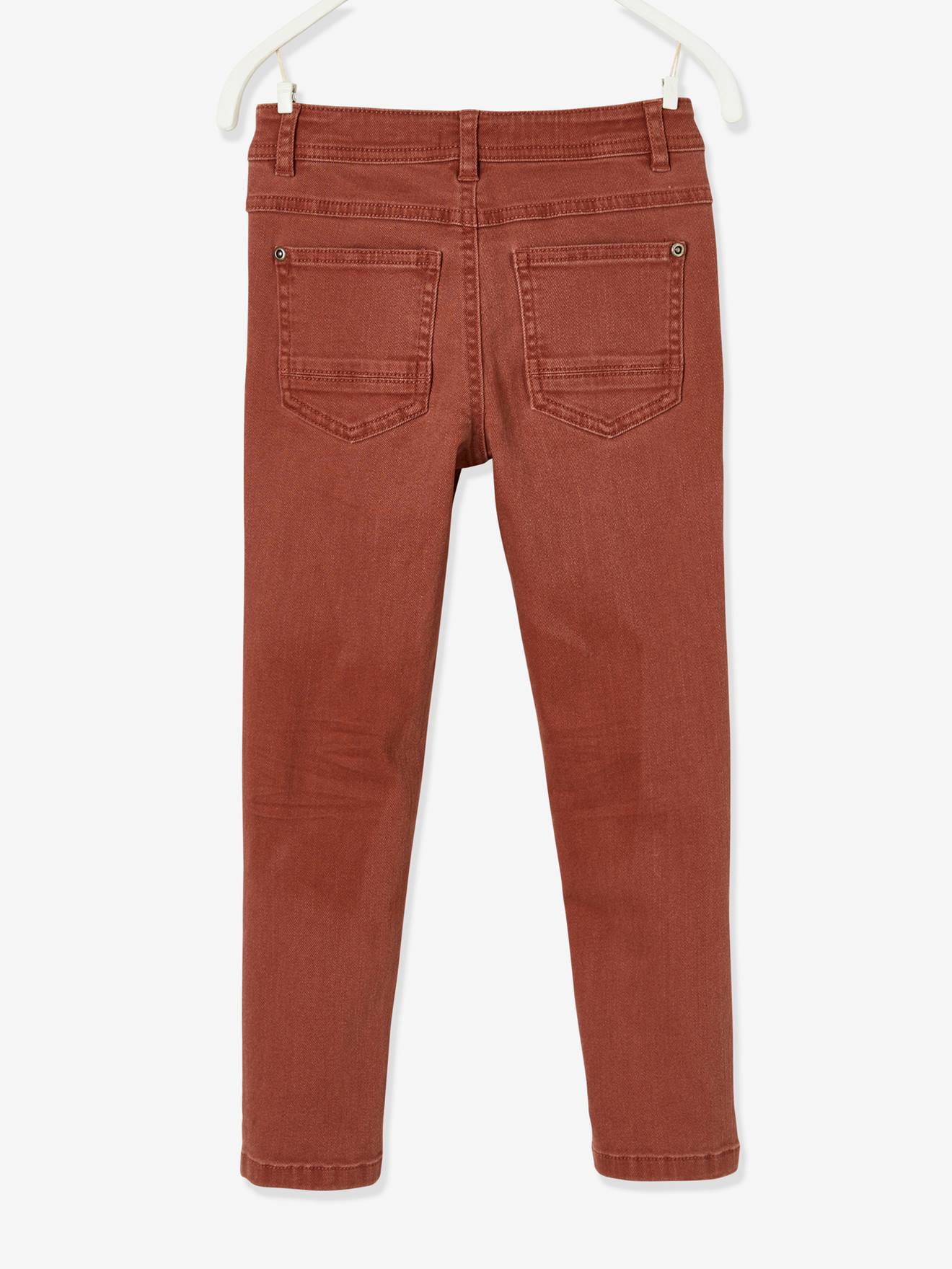 Calças MorphologiK slim-fit, para quadris largos, modelo STRONG, para meninos, verde-escuro liso com estampas.