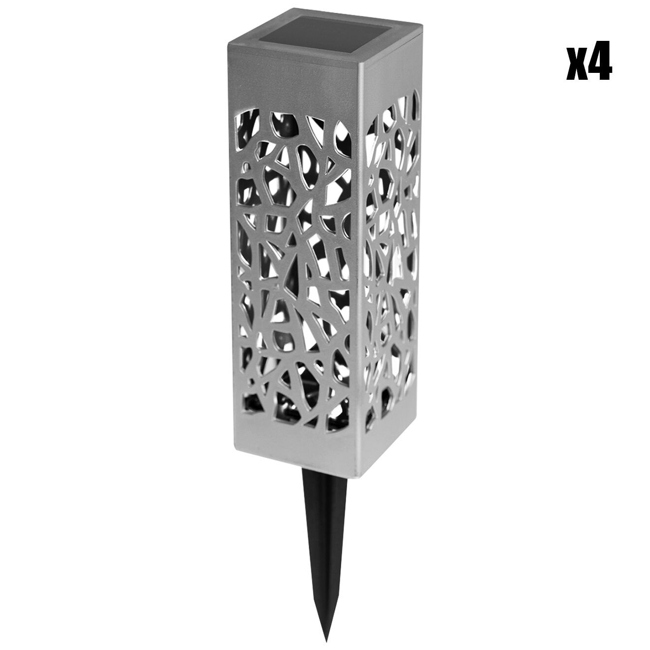 Pratik Garden 4 Lampes solaires Mona Argentées - 6x6x29cm