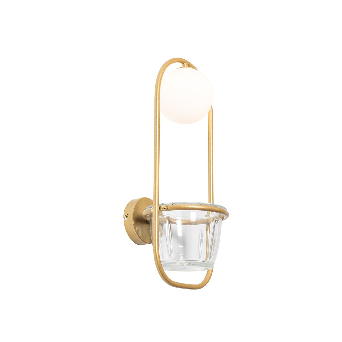 Art deco wandlamp goud met wit glas - Isabella