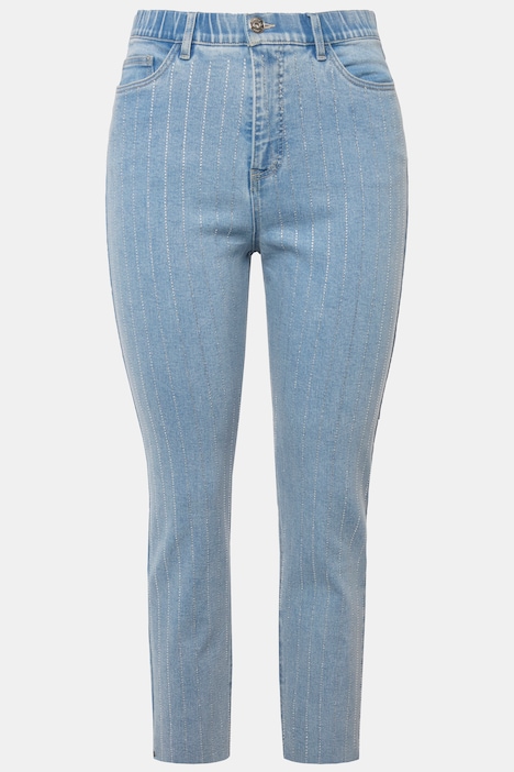 Mom-Jeans, HighWaist, Glitzerstreifen, 5-Pocket