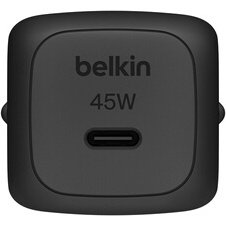Chargeur pour téléphone mobile Belkin secteur USB-C 45W, avec câble d'un mètre USB-C vers USB-C inclus, noir.