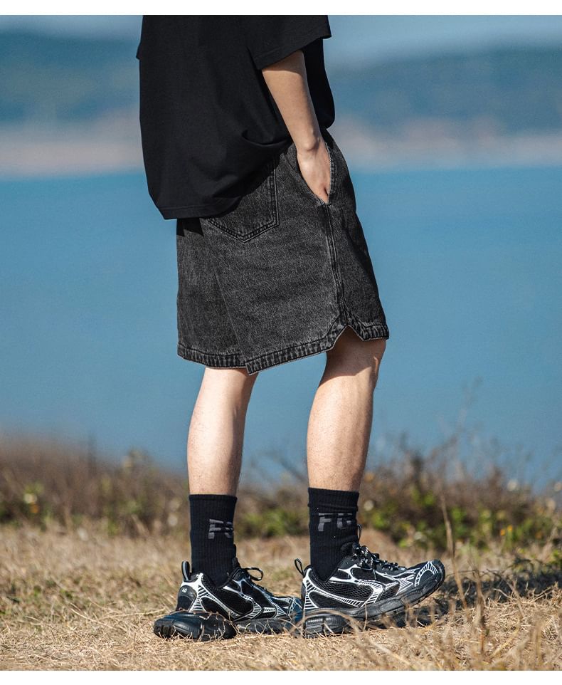 Really Point - Gewassen denim shorts met trekkoord in de taille