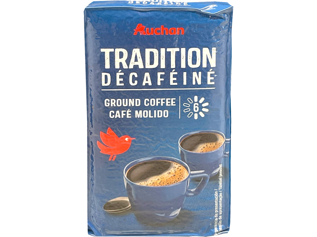 CAFÉ AUCHAN MOÍDO TRADIÇÃO DESCAFEINADO INTENSIDADE 6 250G