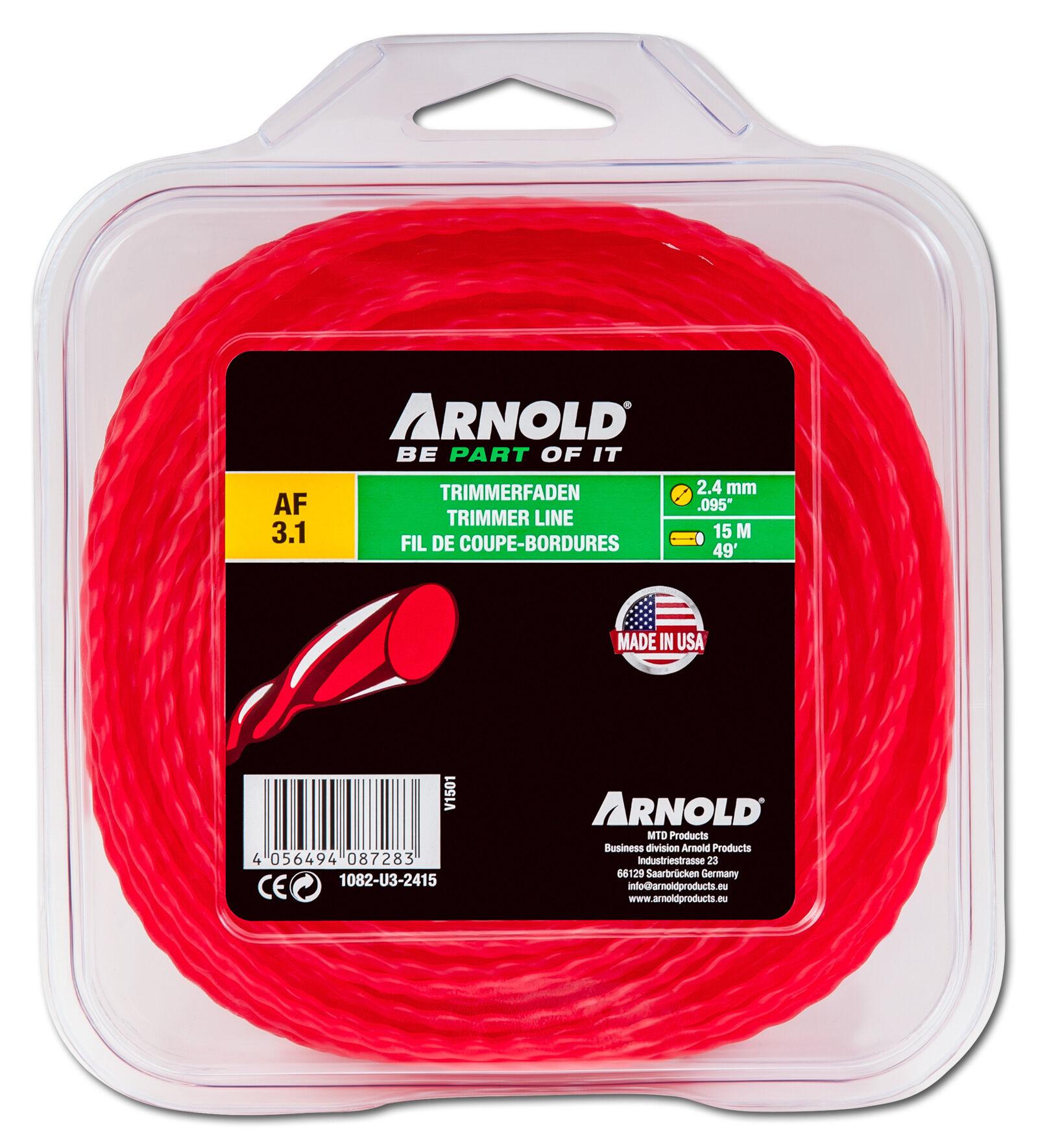 Arnold AF3.1 2.4 mmx15m - Trimmerdraad gedraaid - 15 cm