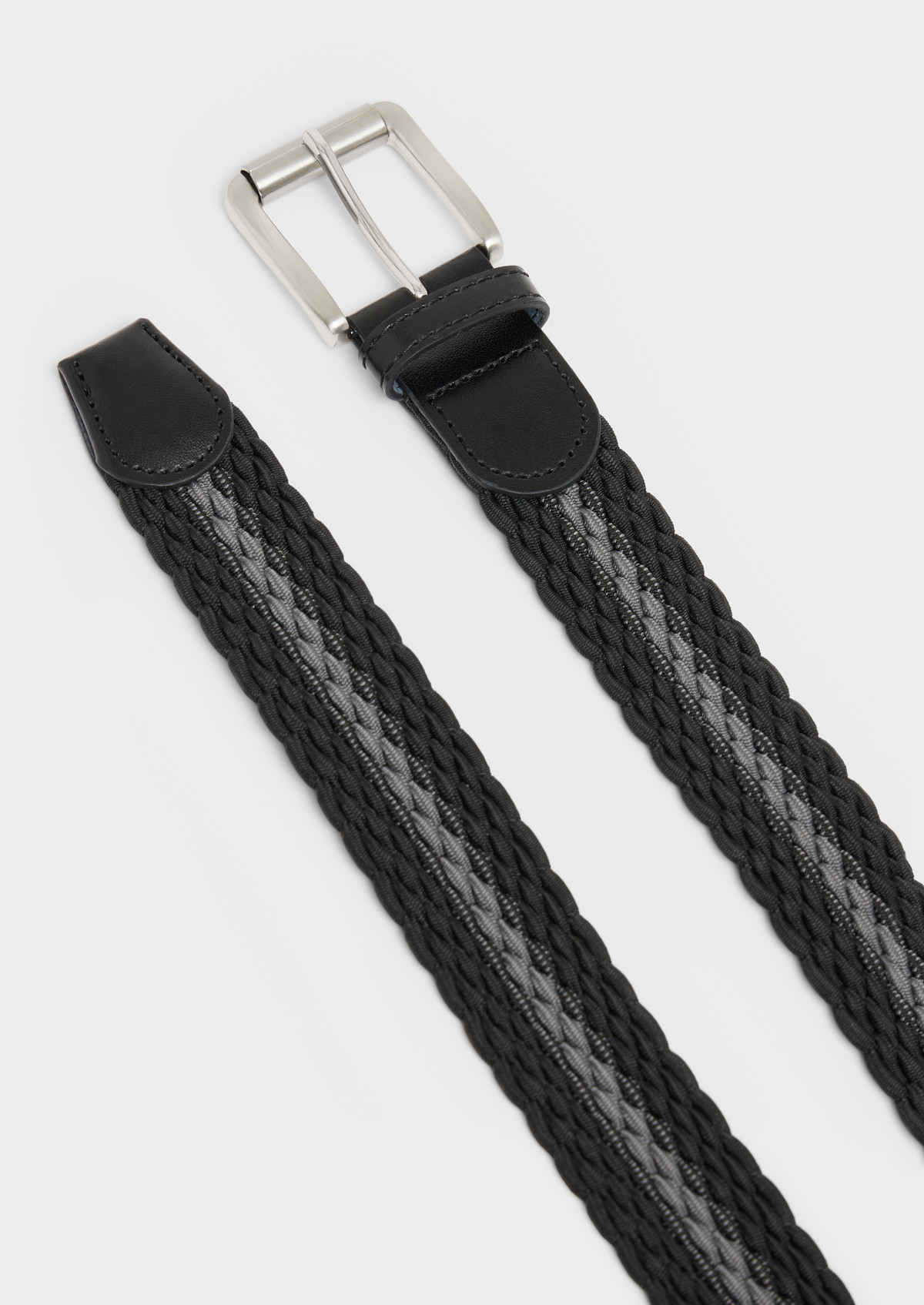 Ceinture tressée noir et gris