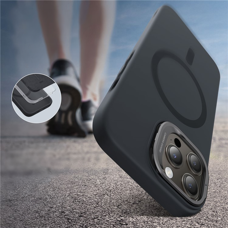 iPhone 15 Pro Cloud Series MagSafe Silikon Case Hülle   Kickstand - Schwarz