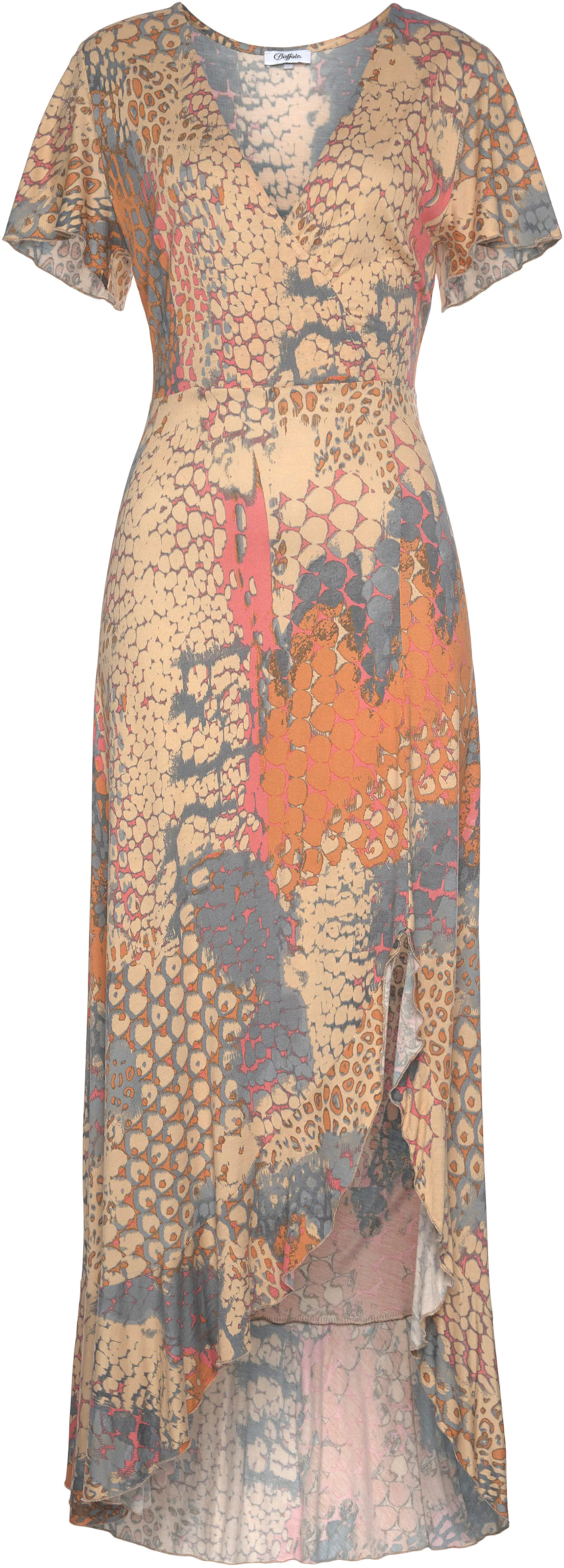 Buffalo Maxikleid in orange-blau-bedruckt