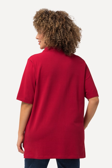 Poloshirt, Piqué, Polokragen, Samt-Knopfleiste, Halbarm