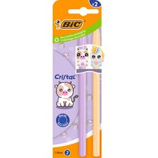 BIC Stylo à bille Cristal Pastel Figurines, lilas & rouge