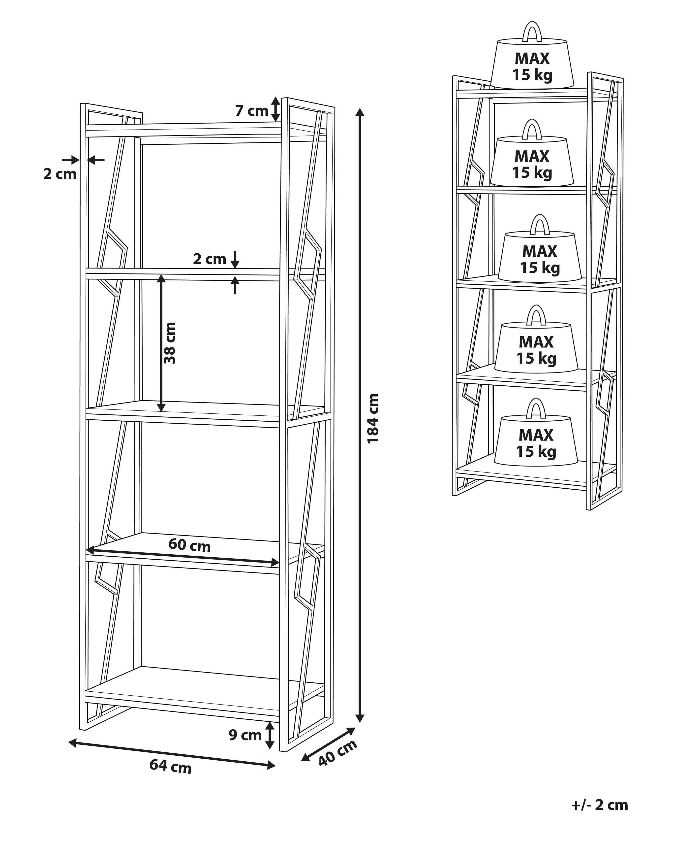 Boekenkast met 5 planken FORRES 184 cm Bruin/zwart