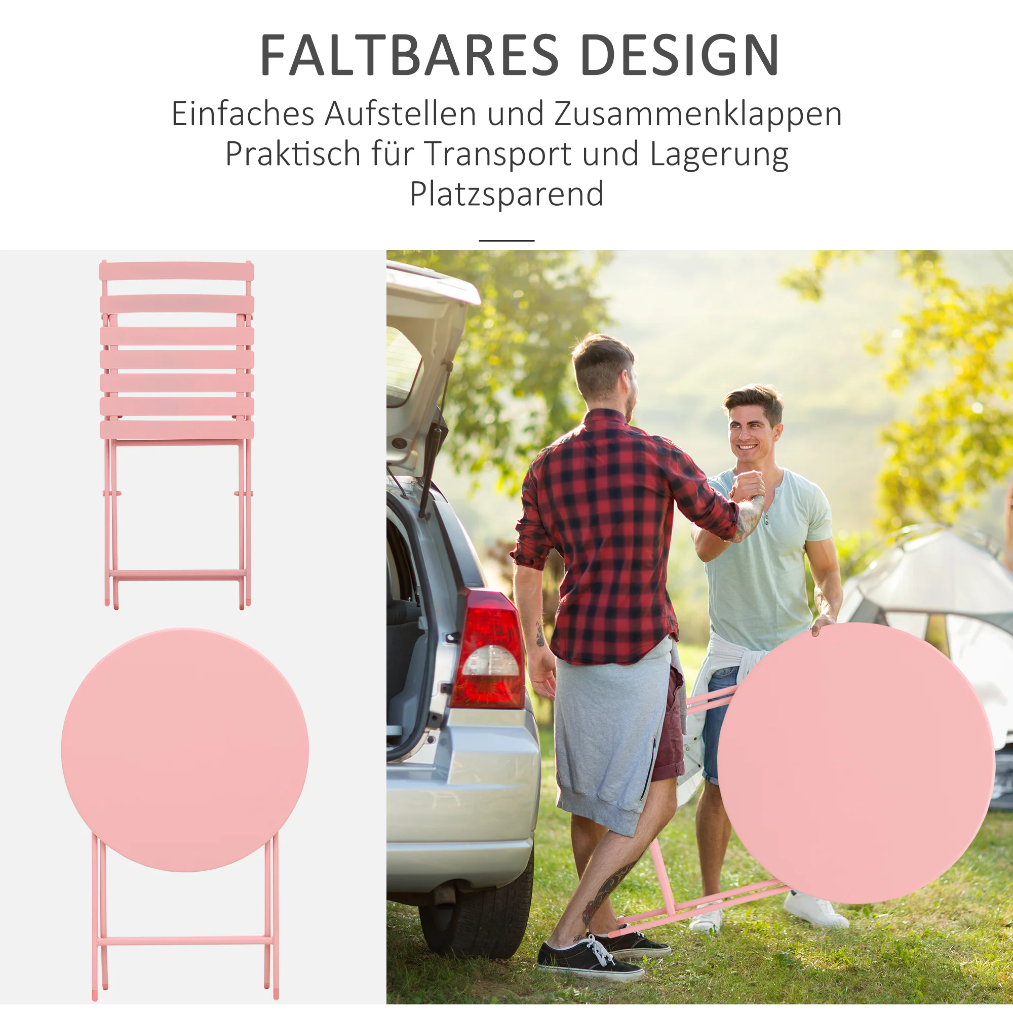 Outsunny Gartenmöbel-Set im kompaktem Design Ø60L x 71H cm
