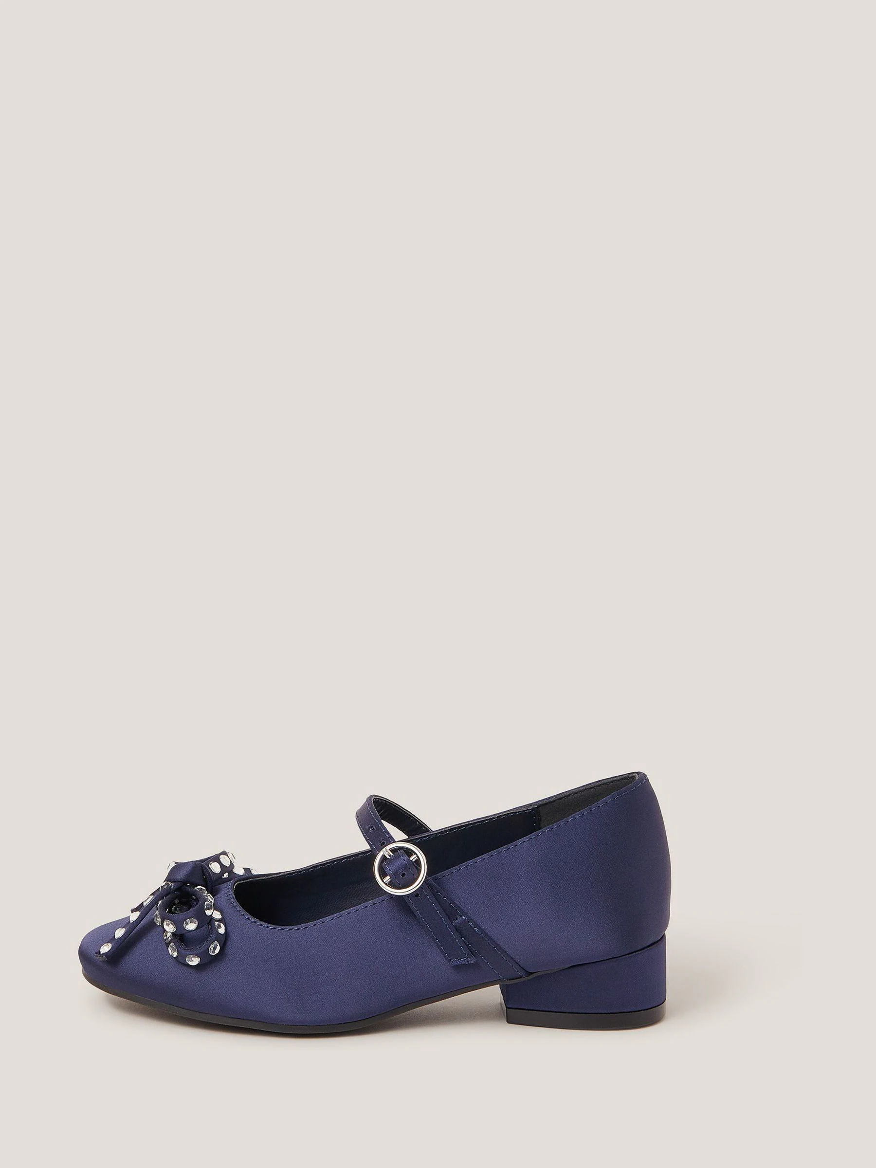Blauw - Monsoon Diamante Bow Ballet Heels