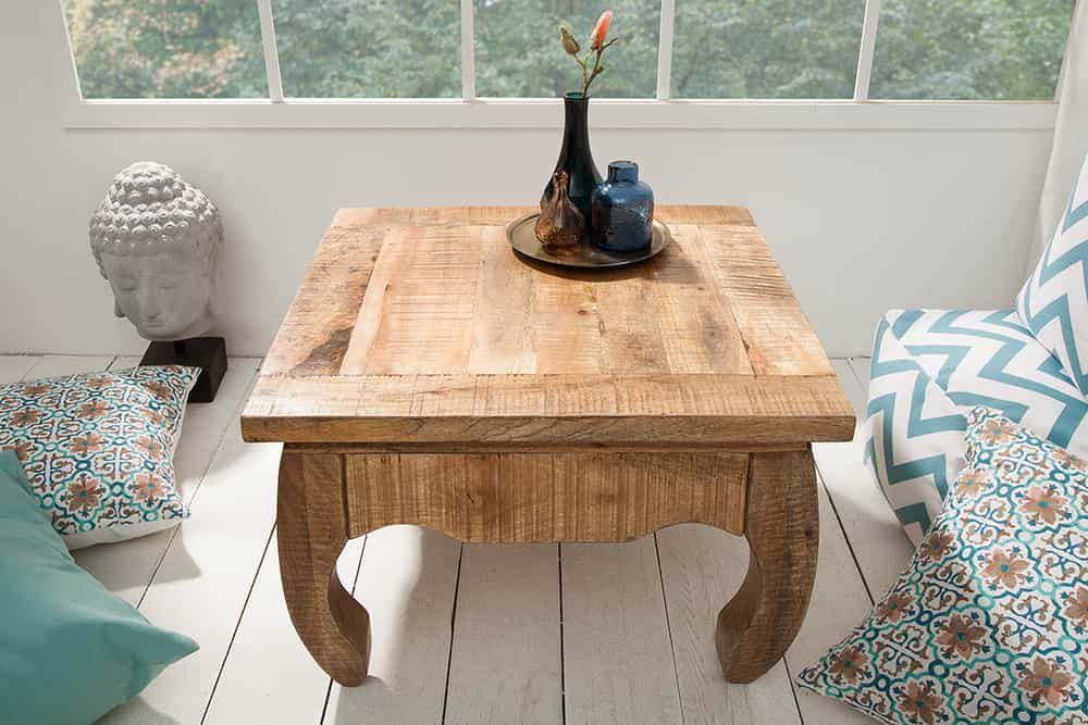 Massiver Couchtisch OPIUM ANTIQUE 60cm natur Mangoholz Beistelltisch