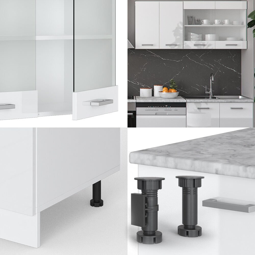 VICCO KÜCHE R-LINE 300 CM KÜCHENZEILE KÜCHENBLOCK EINBAUKÜCHE – WEISS HOCHGLANZ