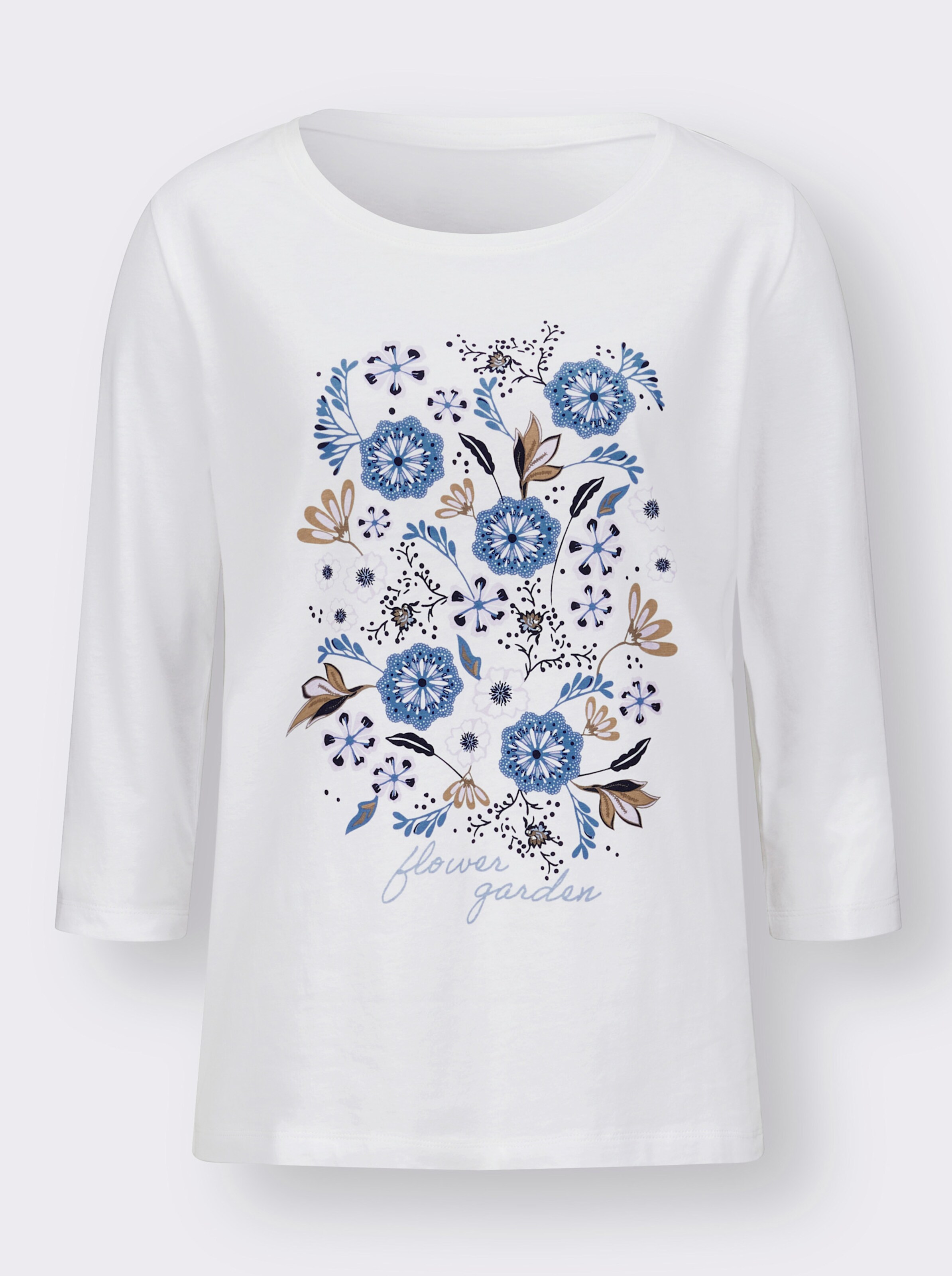 34-Arm-Shirt mit Blumen-Motiv