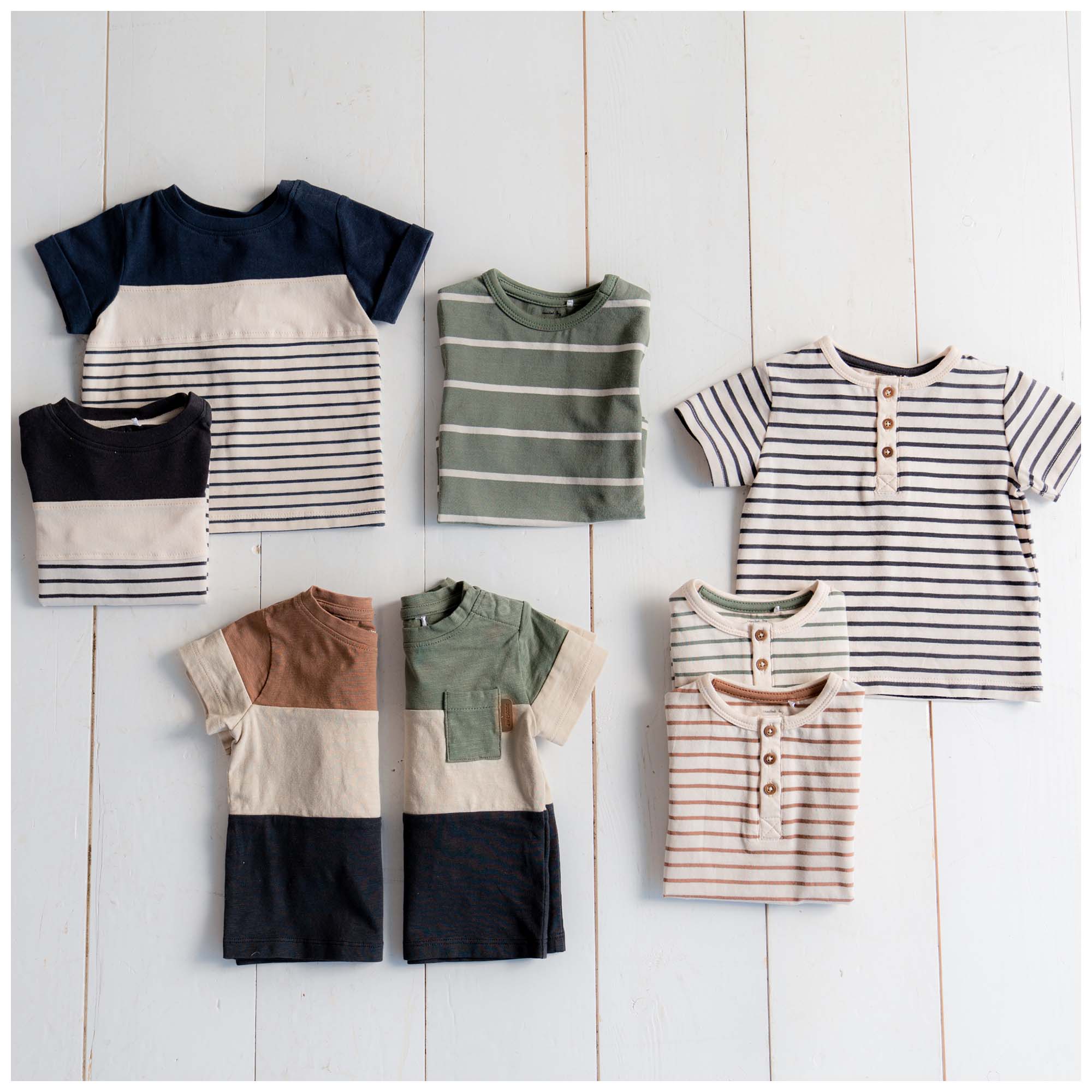 Prénatal baby T-shirt korte mouwen strepen multi