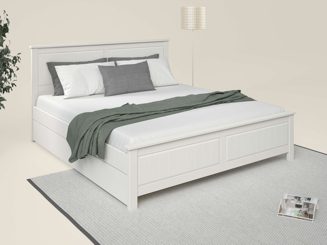 GOODproduct Massivholzbett »Northwood, Landhausstil, mit Lamellen und Kassetten, Made in EU« Liegefläche 180x200cm,  inklusive Lattenrost, stilvolles Design, Schubkasten optional (748832)