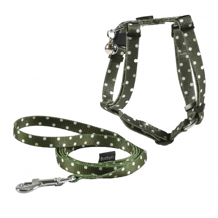 Parure harnais & laisse Pretty - Vert sauge