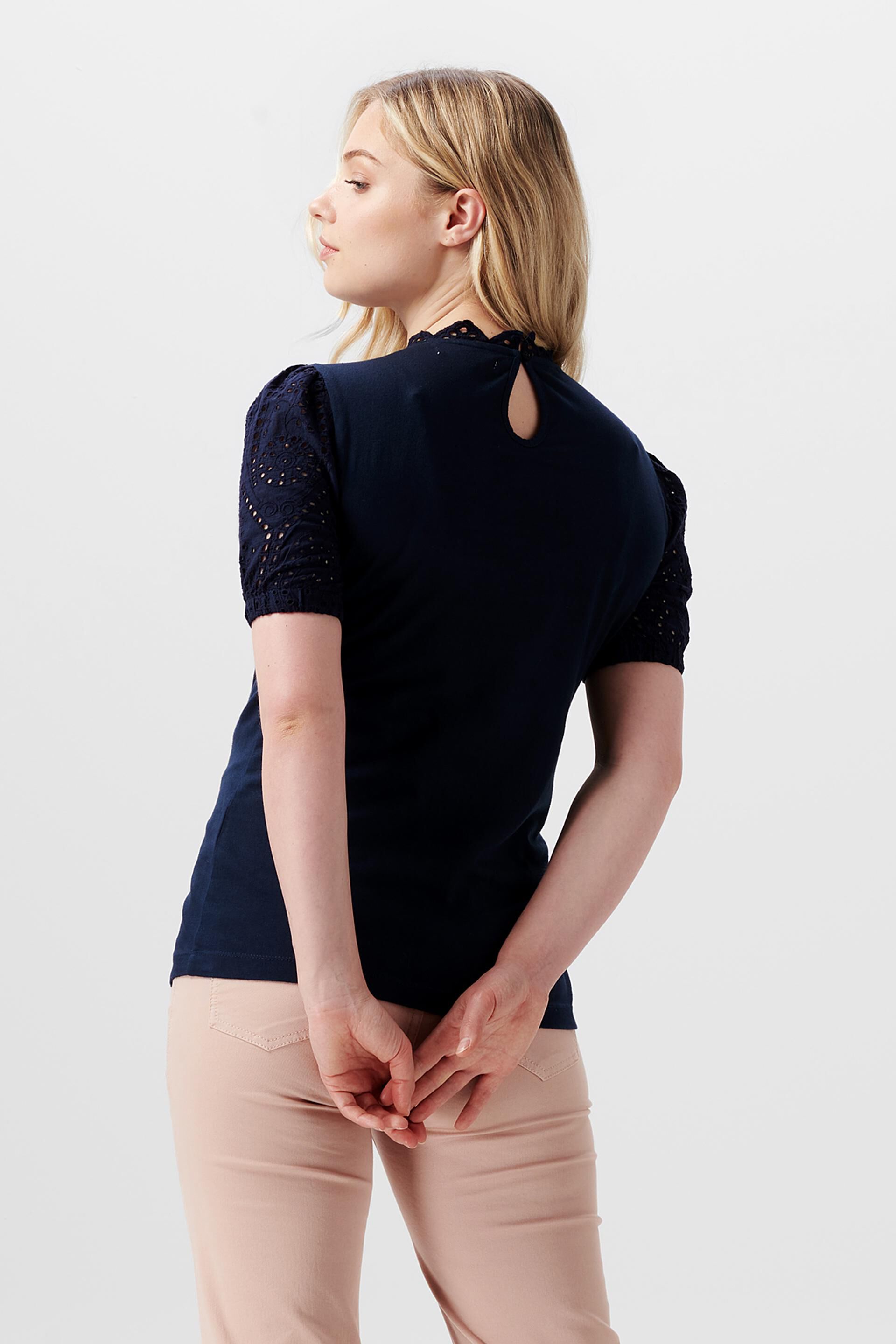 T-shirt en coton à détails en broderie anglaise