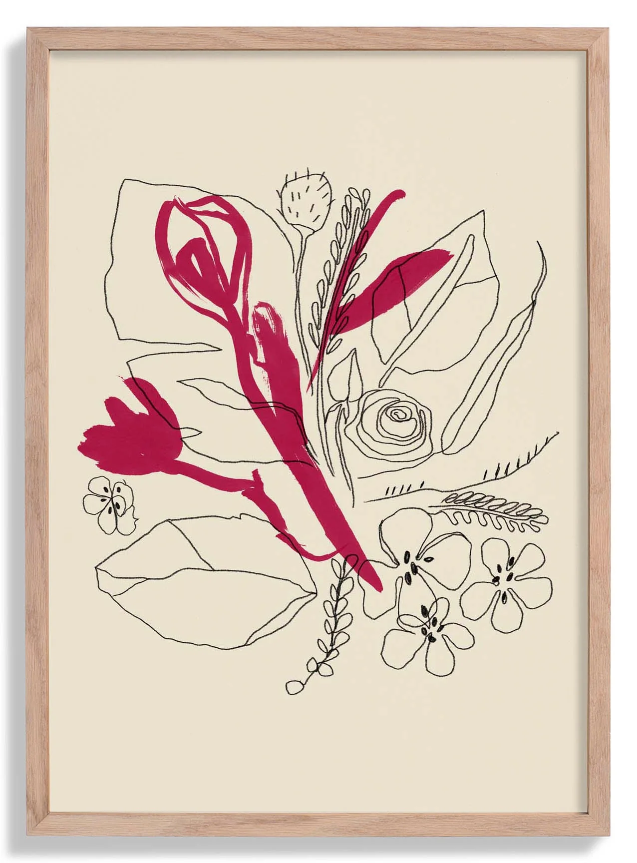 Bouquet Magenta und schwarze Linien