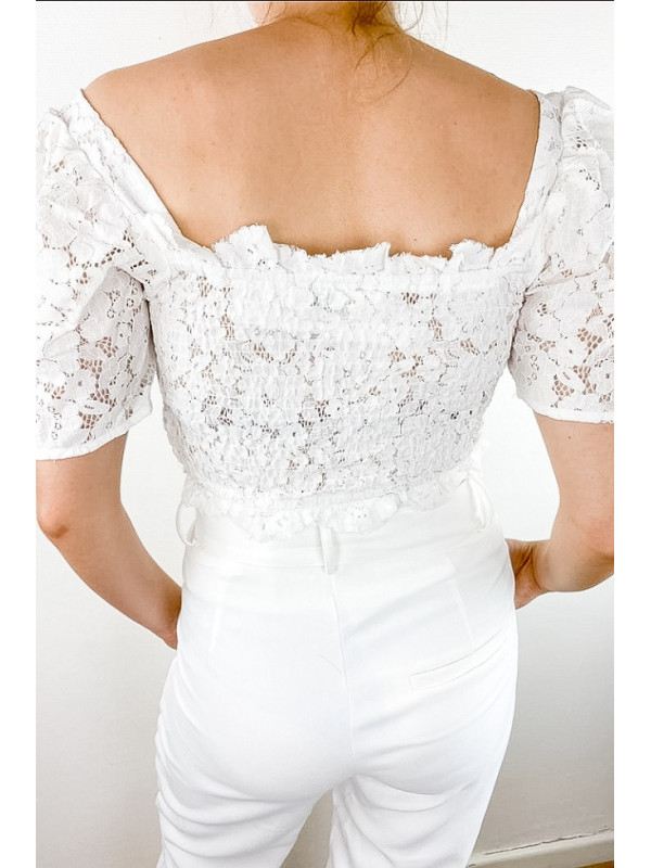 Top blanc dentelle Delhi