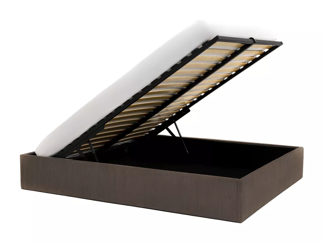 Sommier coffre 160 x 200 cm en velours côtelé - Marron - PONTOS II de YSMÉE