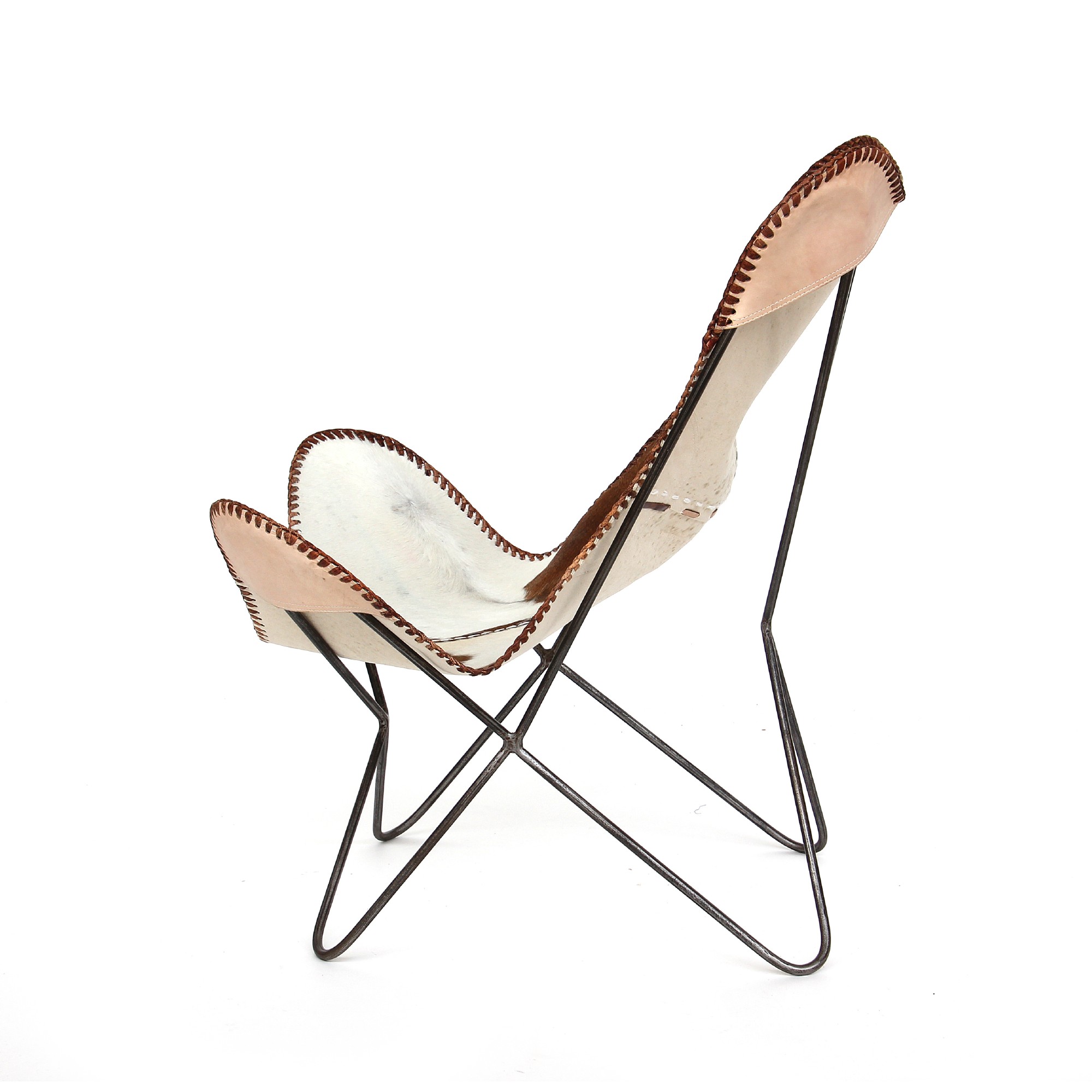 Lounger 'Mark', braun-weiß, vernickelt, T 70 cm, B 76 cm, H 92 cm von fischer's lagerhaus