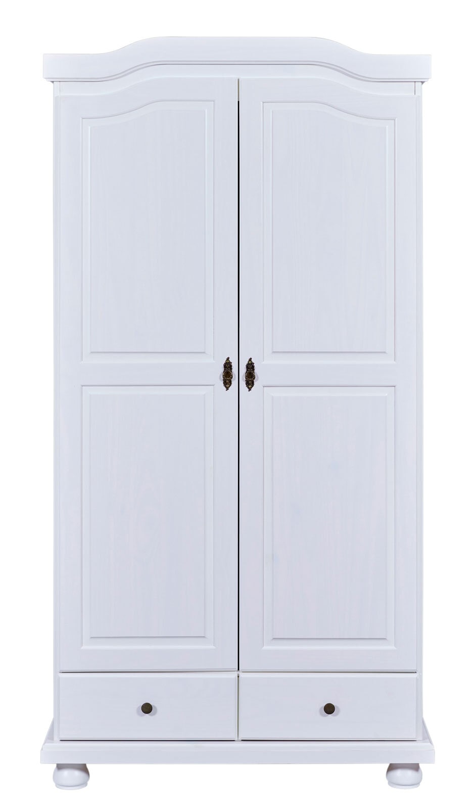 Drehtürenschrank Lennard 104 x 198 cm Kiefer massiv weiß lackiert
