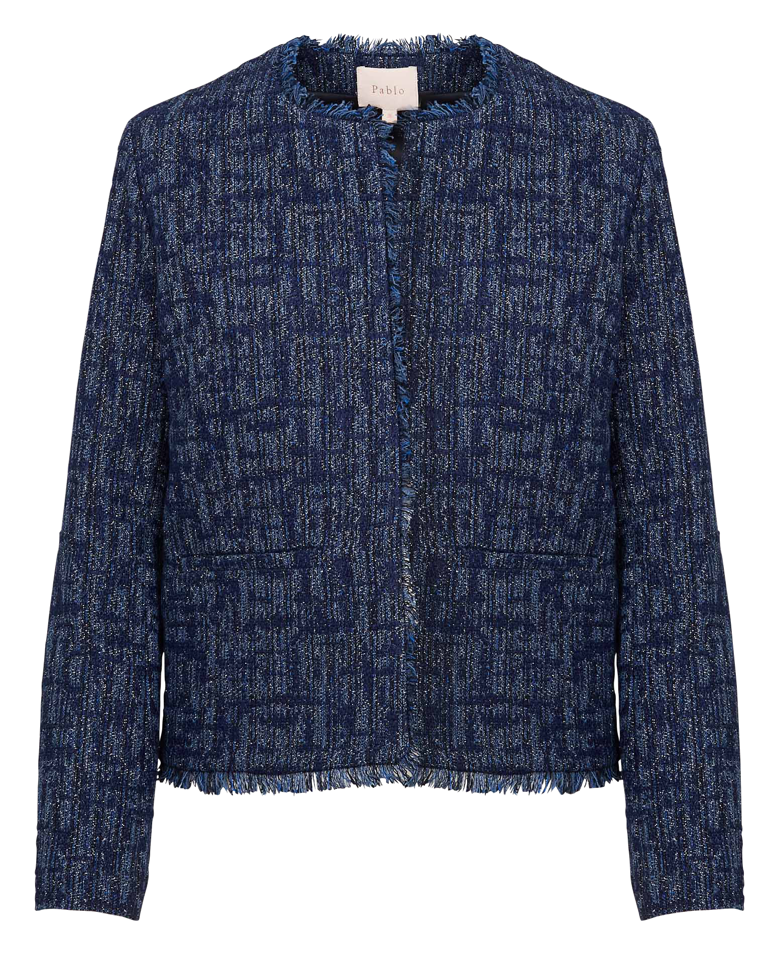 MAUGEEN - Veste col rond en tweed| Bleu