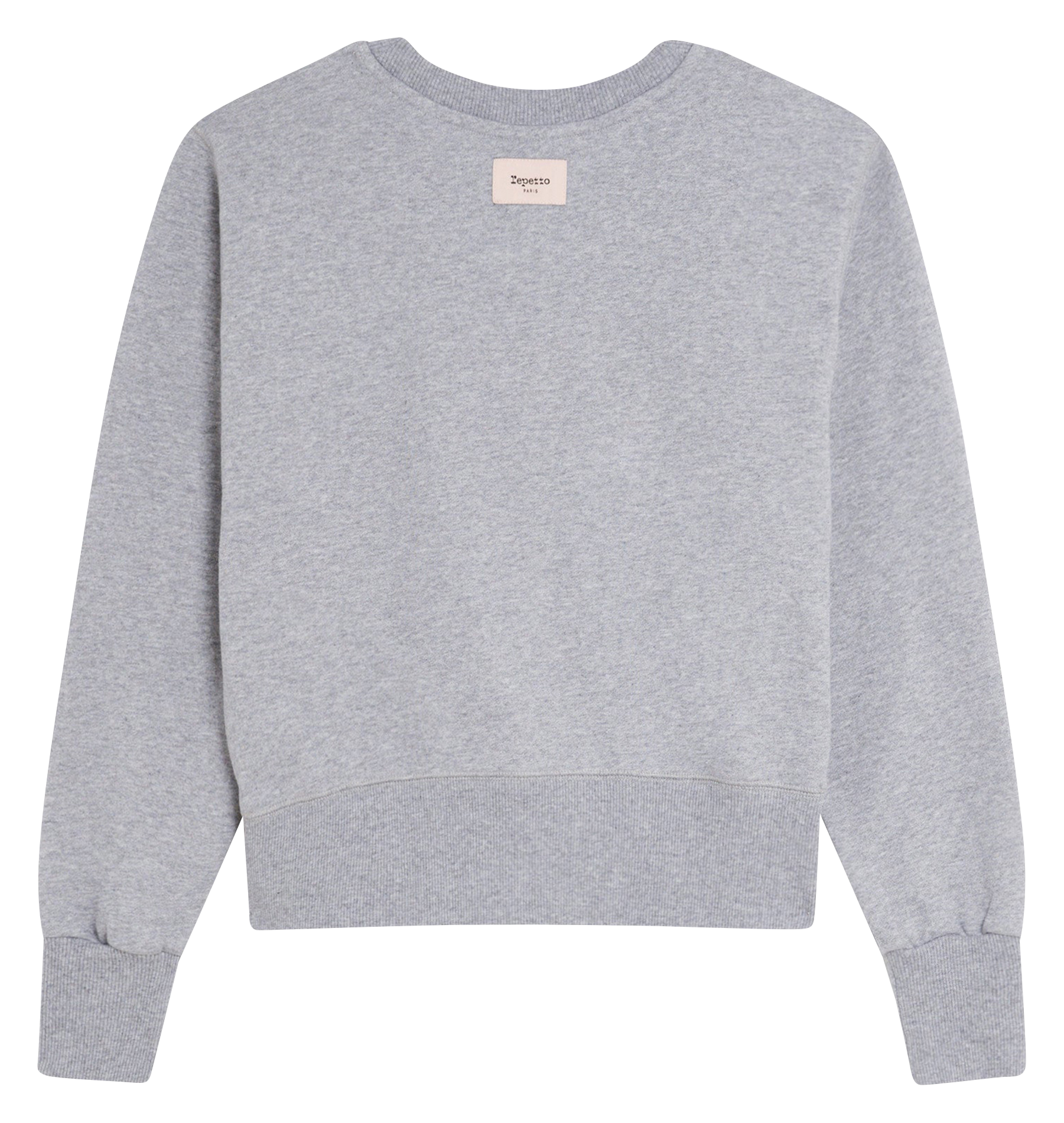 Sweatshirt col rond en coton brodé | Gris