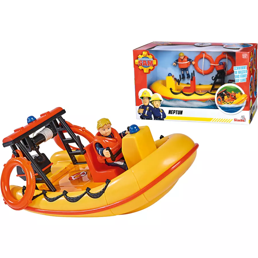 Simba Toys Feuerwehrmann Sam Neptune, Boot mit Figur