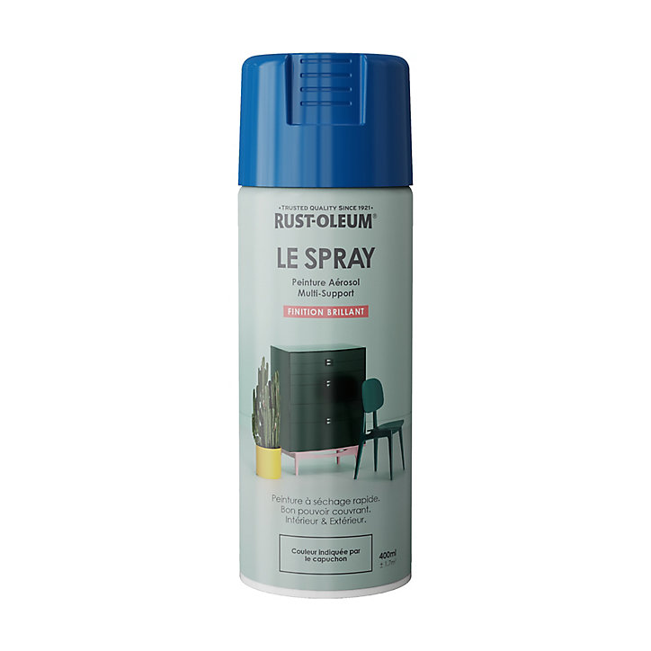 Peinture aérosol multisupport Rust-Oleum Le Spray bleu sécurité brillant 400ml