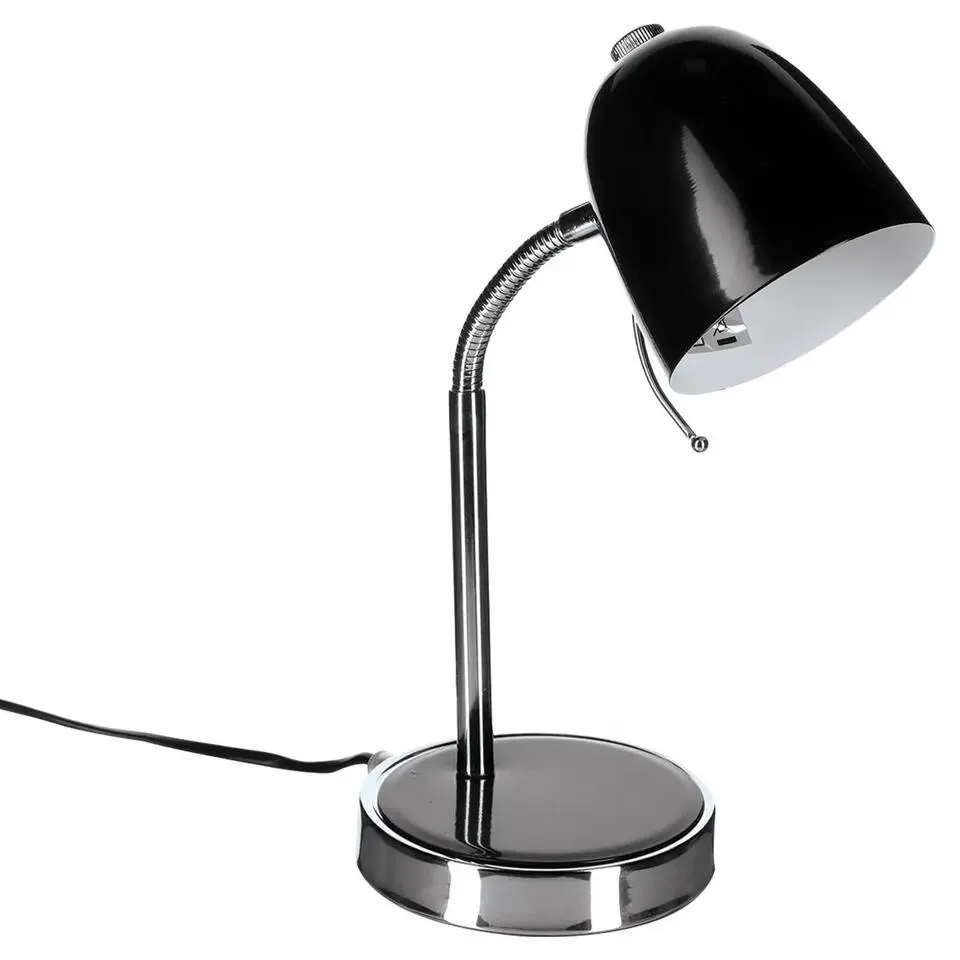Atmosphera Tafellamp/bureaulampje - metaal - zwart/zilver - 35 cm