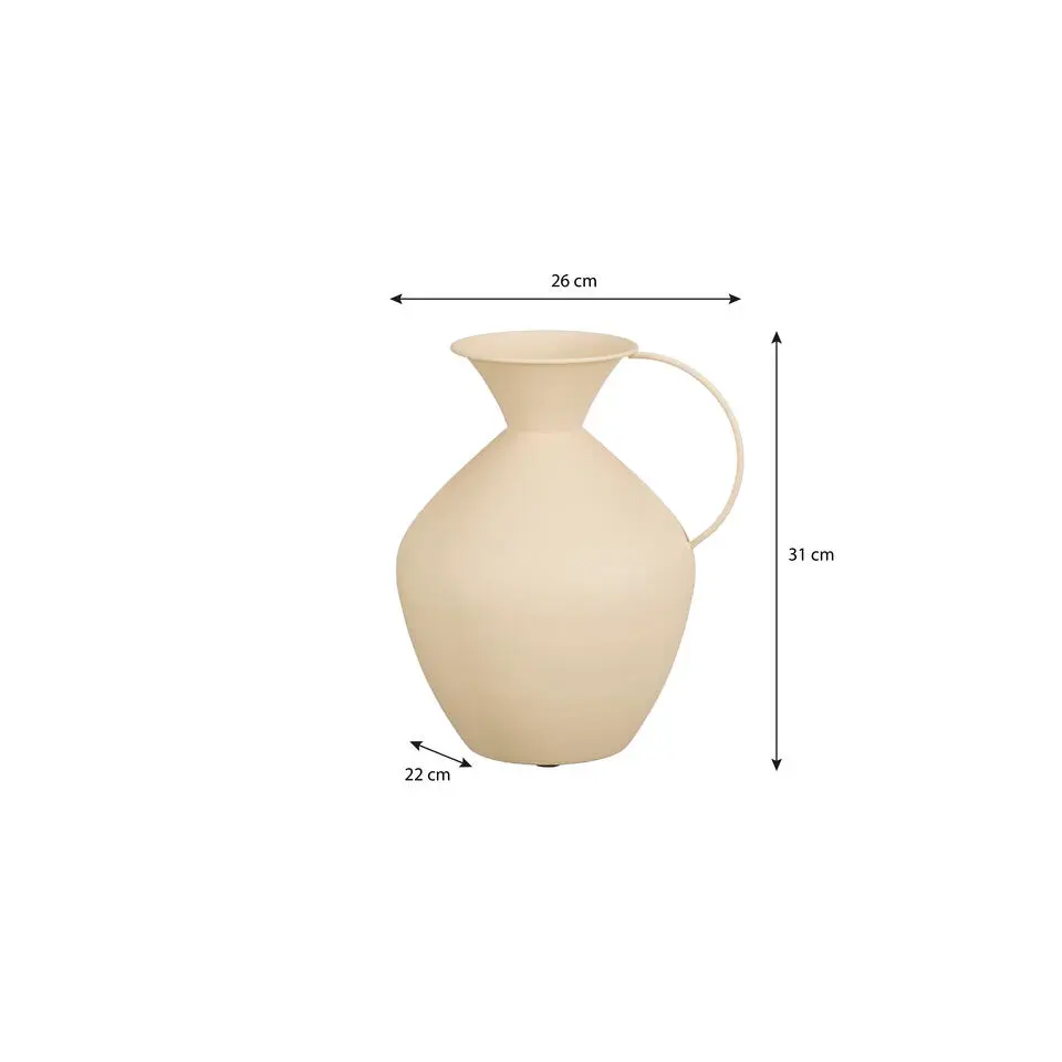 Mica Decorations Gyge Vaas - L26 x B22 x H31 cm - Metaal - Off-white