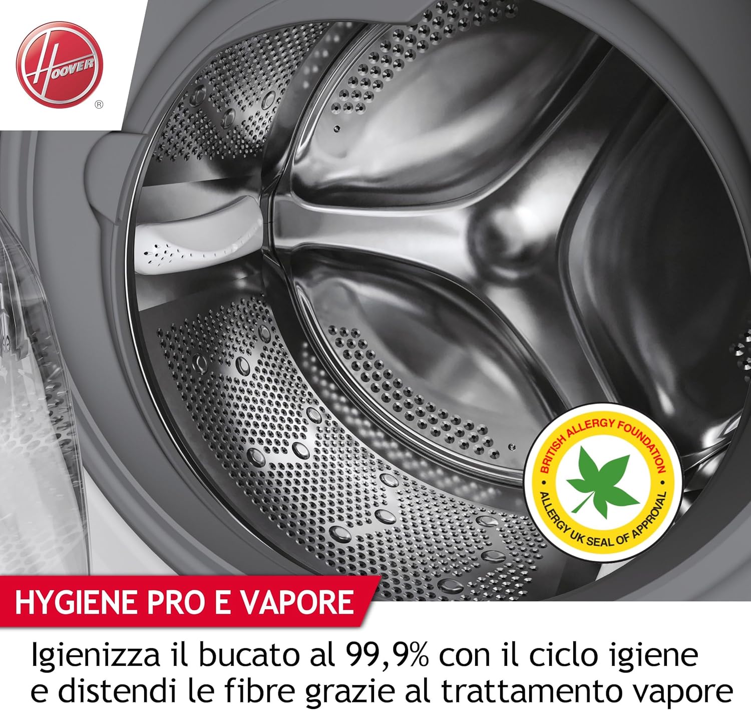 Hoover HW4 27AMC7/1-S Waschmaschine Frontlader, 7 kg, 1200 U/min, Smarte Bedienung mit Wi-Fi und Bluetooth, Active Steam - Dampffunktion, 16 Programme, Weiß
