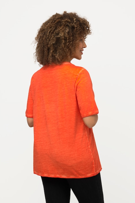 T-Shirt, Palmen-Flockdruck, Rundhals, Halbarm