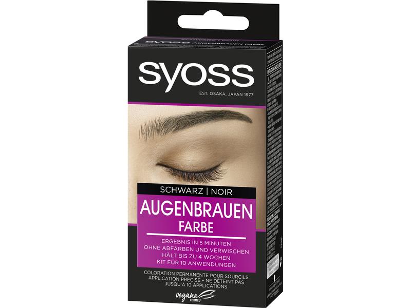 Syoss Augenbrauenfarbe 1-1 Schwarz Dauerhafte Augenbrauenfarbe mit Anwendungsbürste