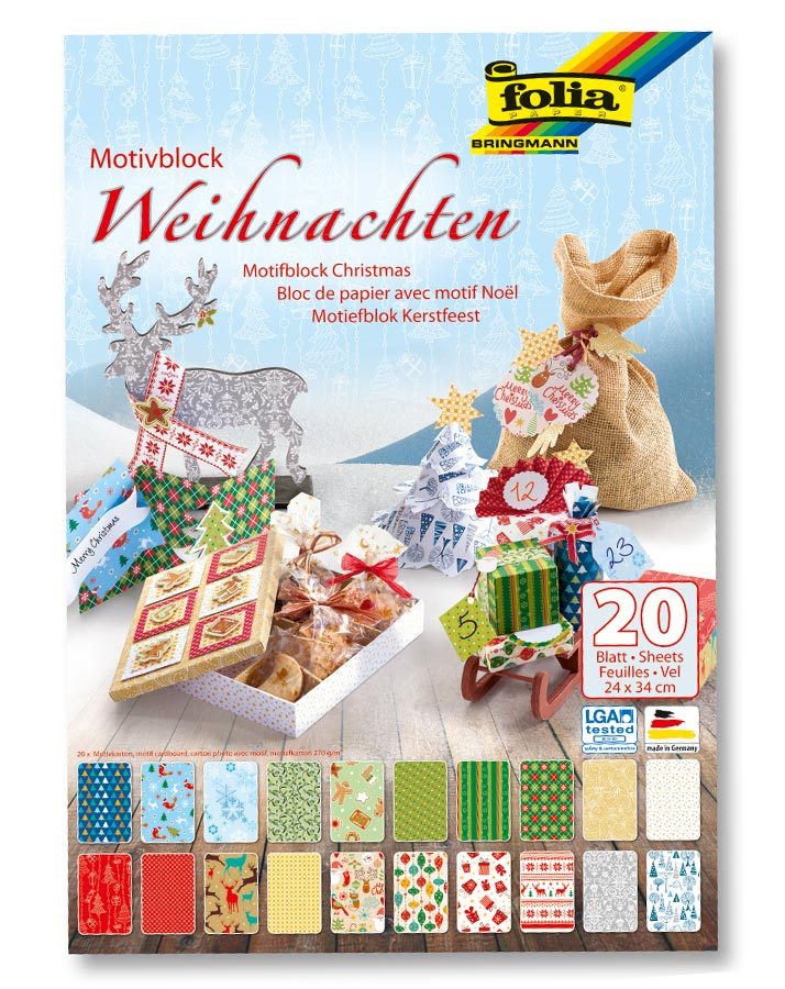 Motivblock WEIHNACHTEN III 20 Blatt in bunt