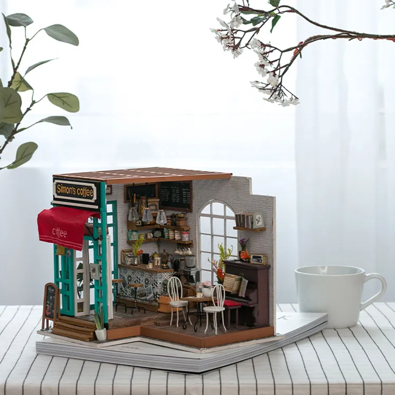 (203-tlg. Set) Rolife Modell Bausatz DIY Miniatur Haus mit Licht Home Deko für Erwachsene (DG109) - Simon's Coffee