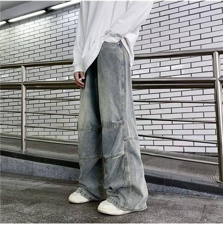 Kenning - Mid Rise Washed Wide Leg Jeans