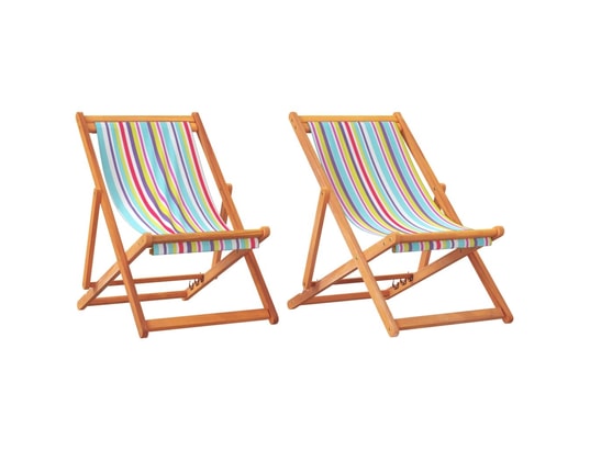 VIDAXL - Chilienne Chaises de plage pliables lot de 2 multicolore tissu