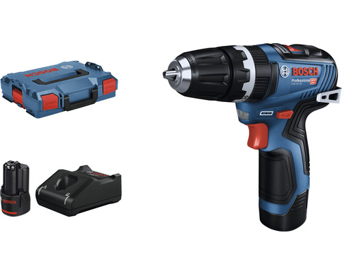 Bosch Professional GSB 12V-35 accu-slagboormachine inclusief 2 accu's (3,0 Ah), lader en L-BOXX