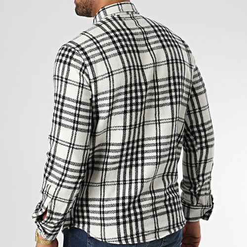 Chemise Manches Longues A Carreaux Dessen52 Blanc Noir