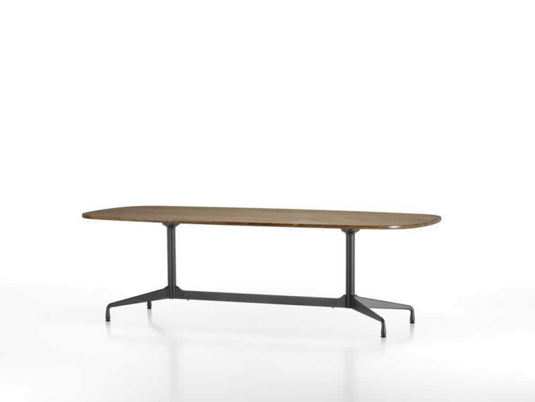 Vitra Eames Segmented Tafel 220 poedercoat deepblack eiken naturel