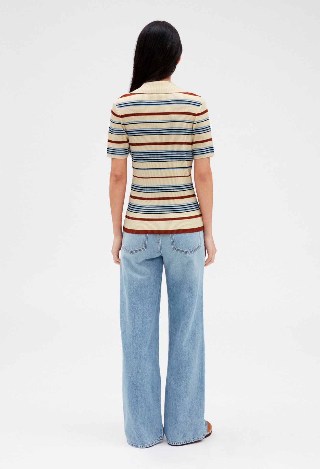 Pull col polo manches courtes